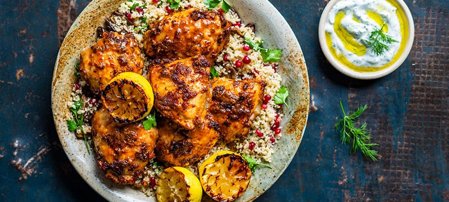 harissa-spiced chicken thighs