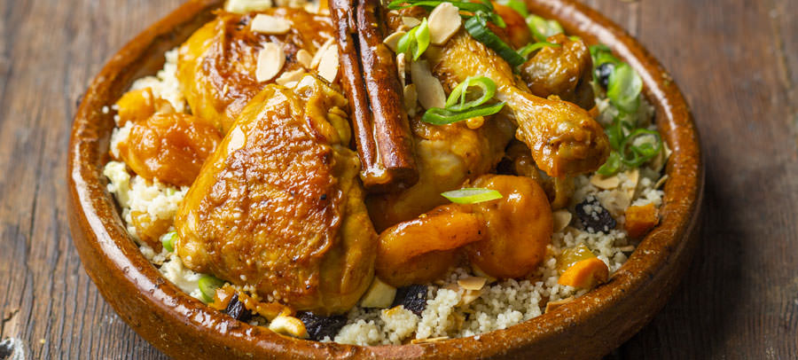 Moroccan chicken and apricot tagine