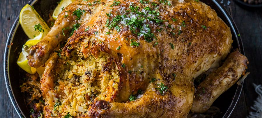 roast chicken stuffed with couscous