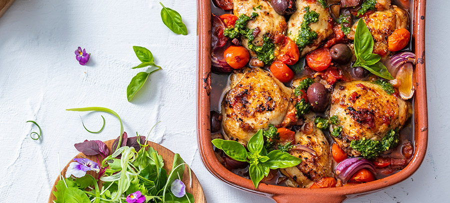 tomato, olive and pancetta chicken