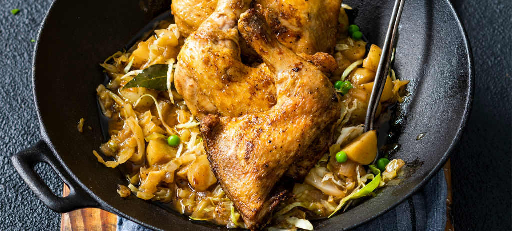 Chicken quarters with potato and cabbage - Astral Chicken