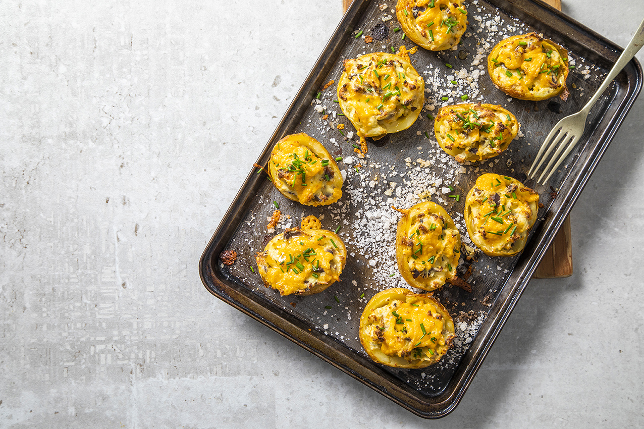 Stuffed potato skins - Astral Chicken