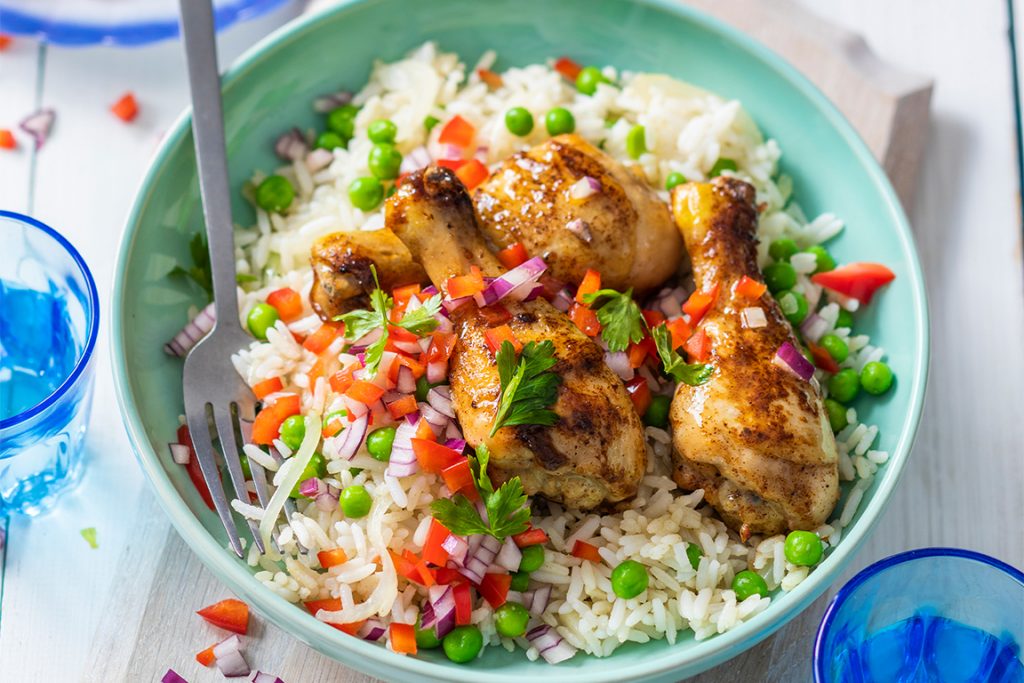 Chicken with pea rice Astral Chicken