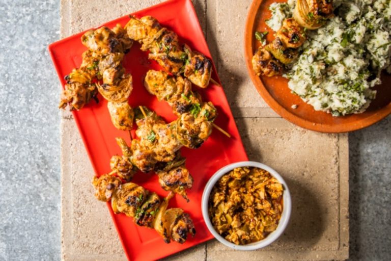 Atchar marinated chicken kebabs with umfino Astral Chicken