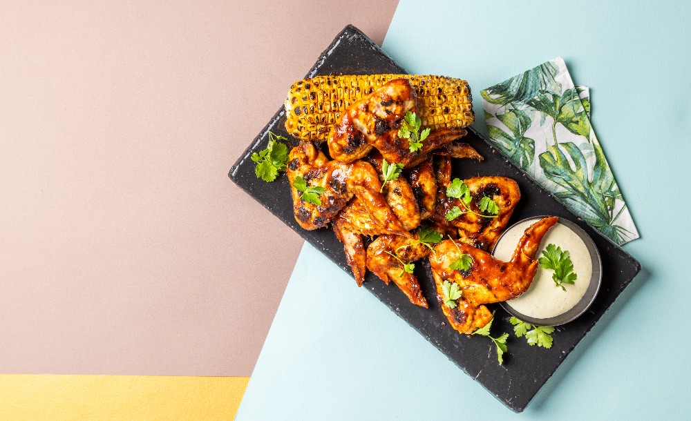 Smokey BBQ Chicken Wings With A Jalapeno Ranch Dipping Sauce Astral